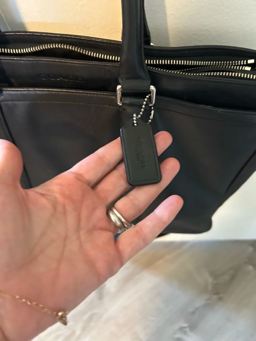 Coach Luggage Black Leather carry-on/Tote Bag - Picture 2 of 8